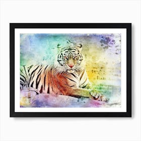 Tiger Art Illustration In A Photomontage Style 09 Art Print