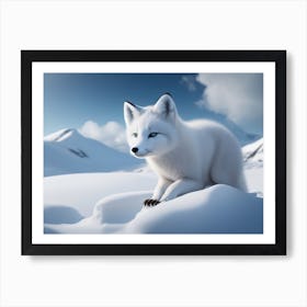 Playful Arctic Fox In The Snow Art Print