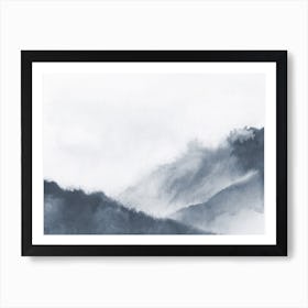 Misty Mountains Bluish Gray Art Print