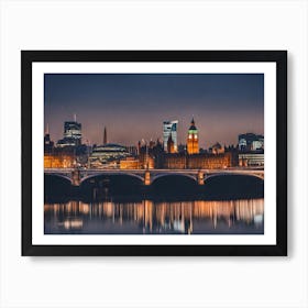 London Skyline At Night Art Print