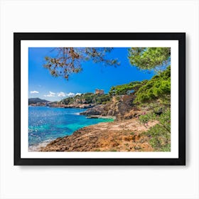 Beautiful coast view of Cala Ratjada on Mallorca island, Spain, Cala Gat, Mediterranean Sea Art Print