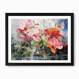 Abstract Flowers. Living room floral art print Art Print