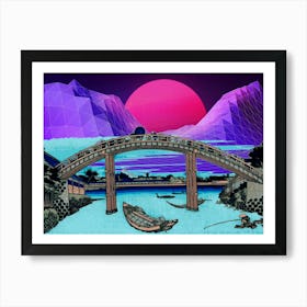 Synthwave Space: 36 views of mount Fuji [synthwave/vaporwave/cyberpunk] — aesthetic poster, retrowave poster, neon poster Art Print