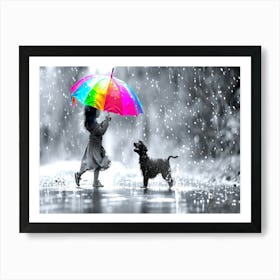 Little Girl In The Rain - Rainy Aesthetic Art Print