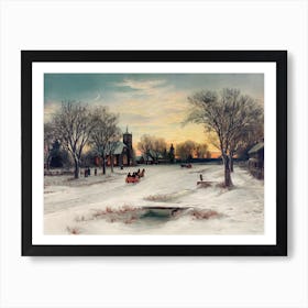 Winter Vintage Scene Art Print