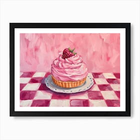 Pink Torte On A Checkerboard Background Art Print