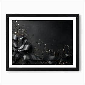 Black Ribbon With Gold Confetti Art Print