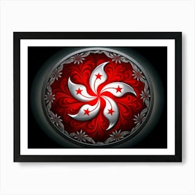 Hong Kong Flag With Floral Design Art Print