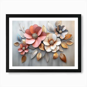 Flower Wall Art, Floral Art With Simple Elegant Design Art Print