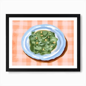 A Plate Of Spinach, Top View Food Illustration, Landscape 1 Poster