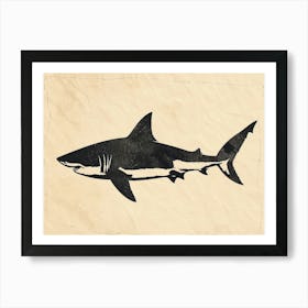 Great White Shark  Grey Silhouette 7 Art Print