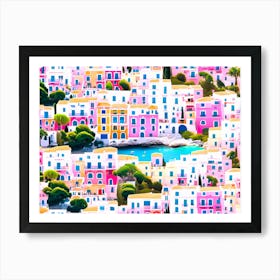 Pink Houses In The Sea Art Print