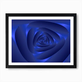 Blue Color Rose Spiral Pattern Art Print