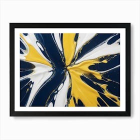 Abstract Image Of Swirling, Flowing Colors In Shades Of Blue, White, And Gold Art Print