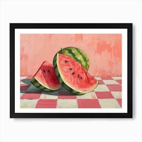 Watermelon Pink Checkerboard 4 Art Print