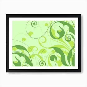 Green Floral Background Floral Decoration Flowers Design Art Print