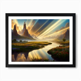 Ancient Mountain Valley Castle Art Print