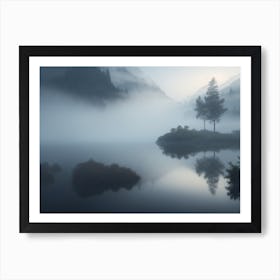 Misty Scene By The Enshrouded Lake Art Print