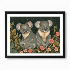 Floral Animal Illustration Koala 4 Art Print