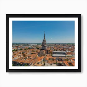 Basilica San Gaudenzio Novara, Italy, Piedmont. Aerial  photography Art Print