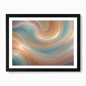 Abstract Image Of Swirling, Fluid Lines In Shades Of Blue, Gold, And Pink, Creating A Dynamic And Mesmerizing Effect Art Print