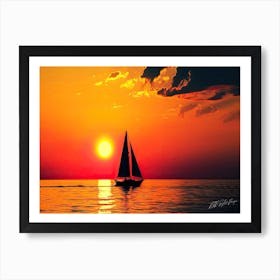 Sunset Aesthetic - Sailboat At Sunset Art Print