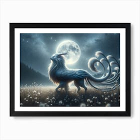 Moonlit Lion-Bird Art Print