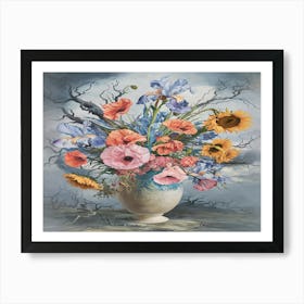 Flowers In A Vase? irises,-poppies,-pink-flowers,-and-sunflowers, Inspired Vincent Van Gogh 3 Art Print