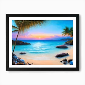 Tropical Beach Oil art Art Print