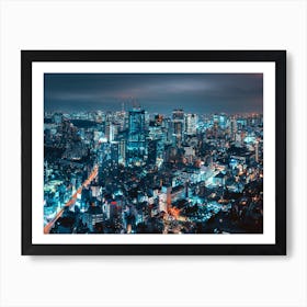 Tokyo Skyline At Night Art Print