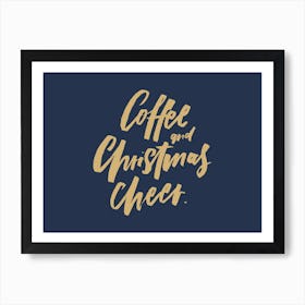 Coffee Christmas Cheer Navy Art Print