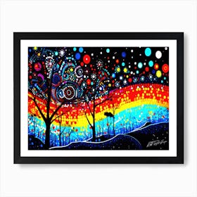 New Years Eve Inspired - Rainbow Trees Art Print