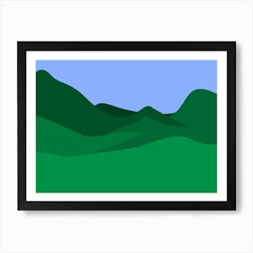 Illustration of a natural mountain view landscape Art Print