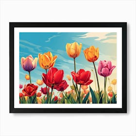 Colorful Tulips Art Print