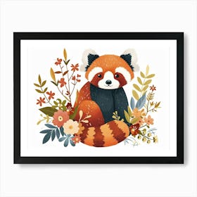 Little Floral Red Panda 3 Art Print