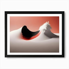 Abstract Image Of A Black And White Wave With A Hint Of Red Art Print