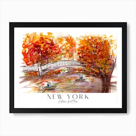 Autumn Boat Tour New York Bow Bridge Art Print