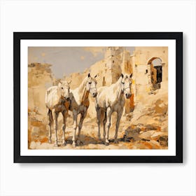 Horses Painting In Cappadocia, Turkey, Landscape 4 Art Print