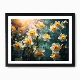 Daffodils In The Rain Art Print