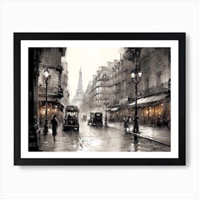 Streets Of Paris 1920s Style Sketch Art Print