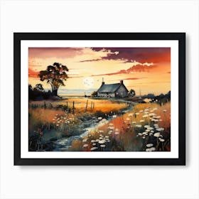 Sunset On The Lonely Farm Art Print