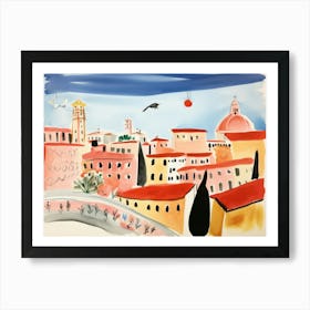 Bologna Italy Cute Watercolour Illustration 1 Art Print