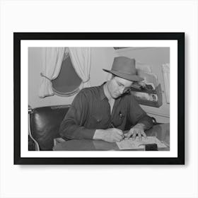 Camp Manager In Trailer Office At The Fsa (Farm Security Administration) Migratory Labor Camp Mobile Unit Art Print