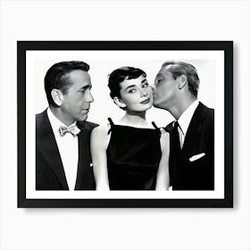 Actress Audrey Hepburn And Actors Humphrey Bogart And William Holden Art Print