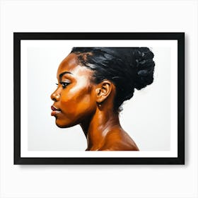 Side Profile Of Beautiful Woman Oil Painting 105 Art Print