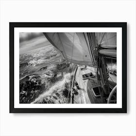 Sailboat In Rough Seas Poster