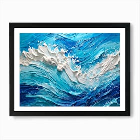 Abstract Turbulent Ocean Surface Turquoise And Blue Hues Dominating Intermingled With White Foam A (1) Art Print