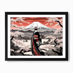 Ukiyo E Mount Fuji Japan Geisha Colour 3 Art Print