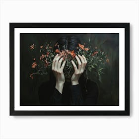 Woman With Flowers On Her Head 7 Art Print