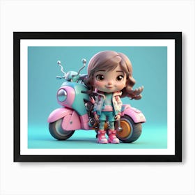 Little Girl On A Scooter Kids Art Print